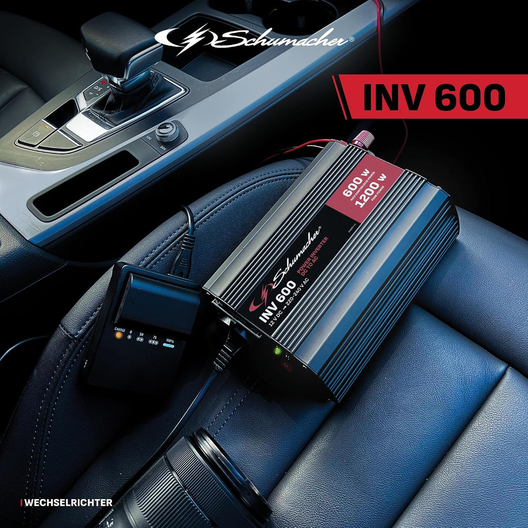 Schumacher INV 600 Spannungswandler Modifizierter Sinus-Wechselrichter 12V DC > 230V AC - Dauerleist