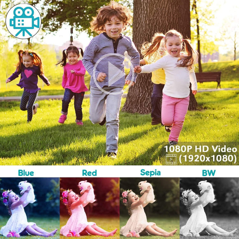 Kriogor Kamera Kinder, wasserdichte Kids Digitalkamera und Videokamera mit HD 1080P/ 8 MP/ 2 Zoll Bi