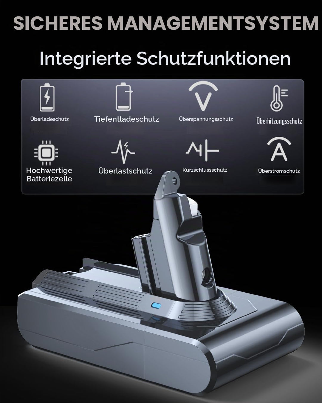 6000mAh Akku kompatibel mit Dyson V6, V6 Motorhead Pro Exclusive, DC62, DC62 Animal/Animalpro, DC74,