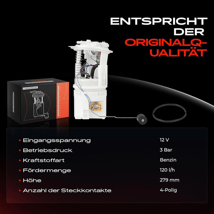 Frankberg Kraftstoffpumpe Benzinpumpe Kraftstoff-Fördereinheit Modul Satz ohne Drucksensor 4-Polig K