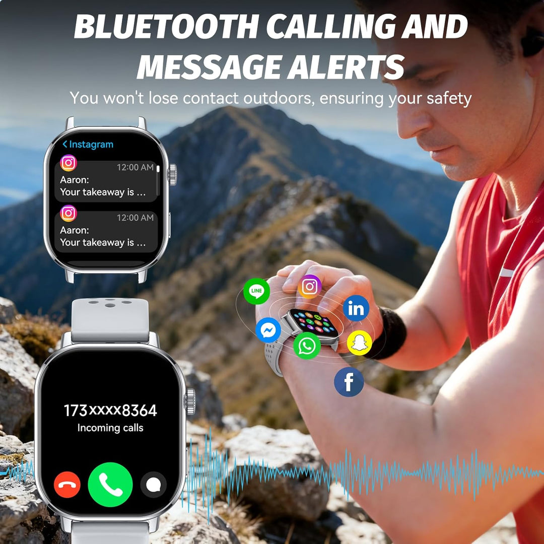 uaue Smartwatch Damen Herren mit GPS, 2.06" AMOLED Display, 5ATM Wasserdicht, Bluetooth Anruf, 178+