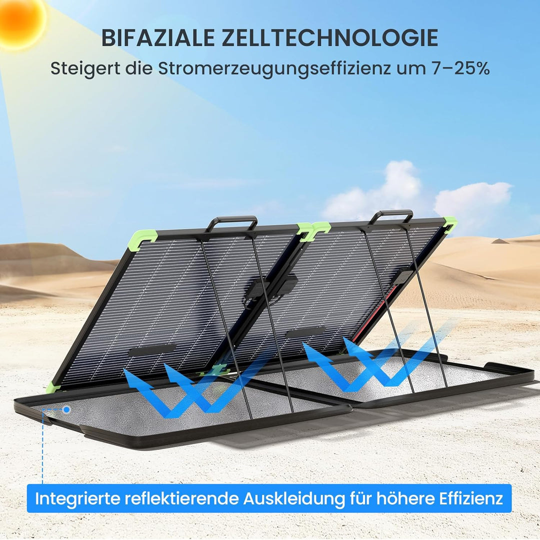 N-Type 16BB 100W Tragbares Bifazial Solarpanel,Callsun Faltbare Monokristallines Solarmodule,Tragbar