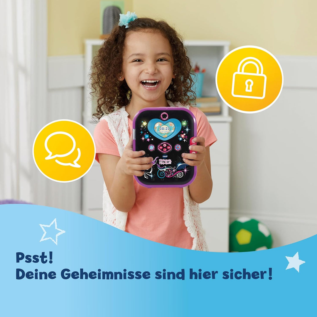 VTech Kidisecrets Selfie Music 2.0 black – Kindertagebuch mit 2 Kameras, MP3-Player, Gesichtserkennu