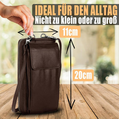 FLEXIBILITE® Handytasche zum Umhängen Braun aus echtem Leder I EXTRA leicht 220 g mit RFID I Handy P