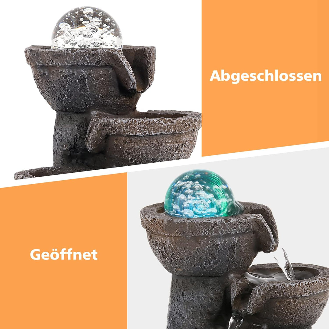Dyna-Living Tischbrunnen mit Rollender Kugel, Tischplatte Zimmerbrunnen Wasserfall Brunnen für Indoo