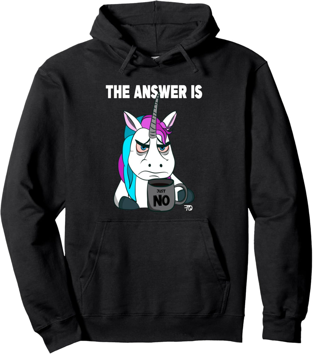 Just no. Mürrisches lustiges Einhorn mit Kaffeetasse Pullover Hoodie