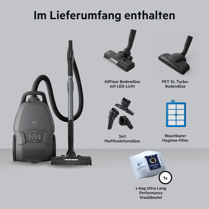 AEG Animal 8000 Staubsauger mit Beutel, Testsieger der Stiftung Warentest, hohe Saugleistung, Auto-M