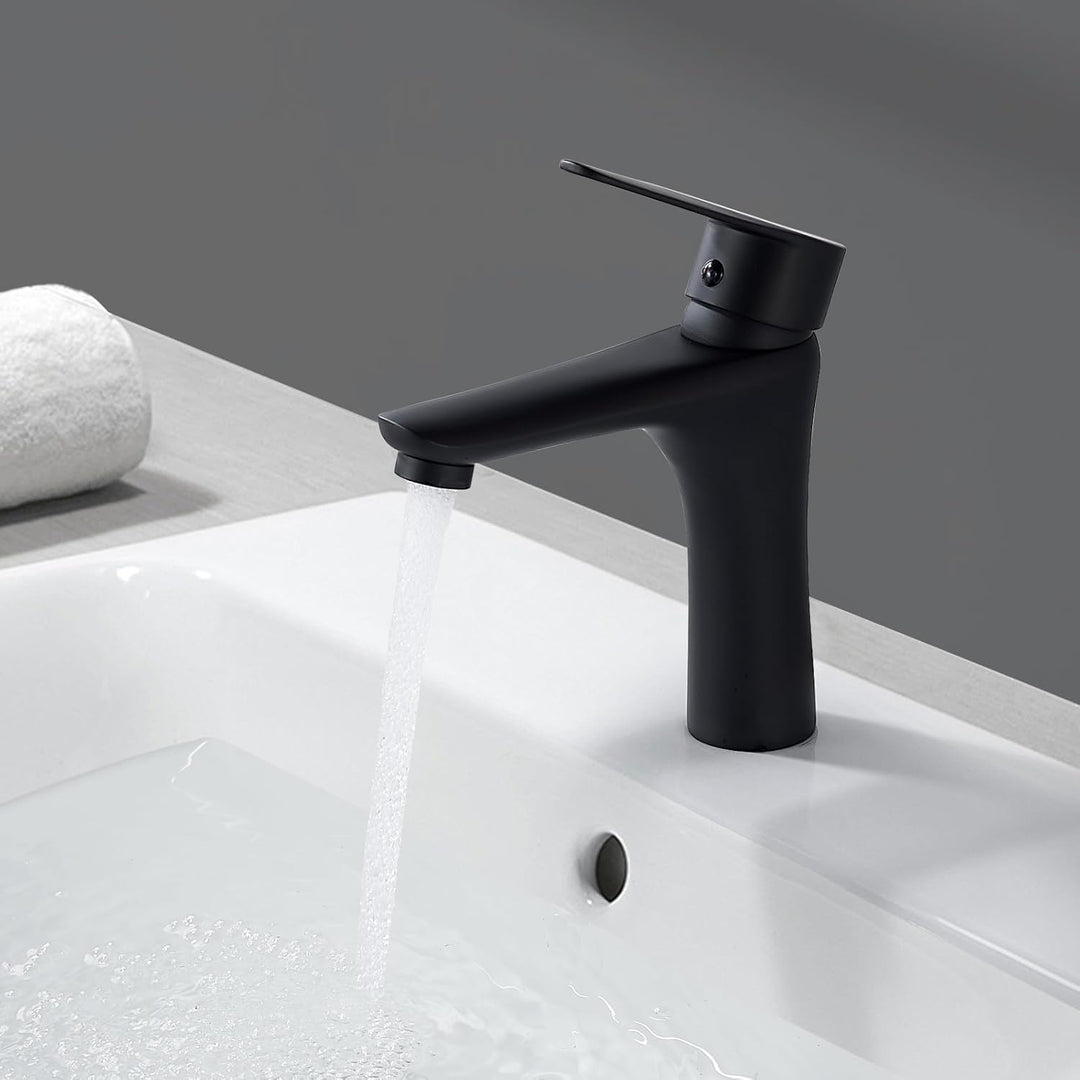 Wasserhahn Bad Schwarz, Waschtischarmatur Bad Armatur Mischbatterie Waschbeckenarmatur Schwarz Einhe