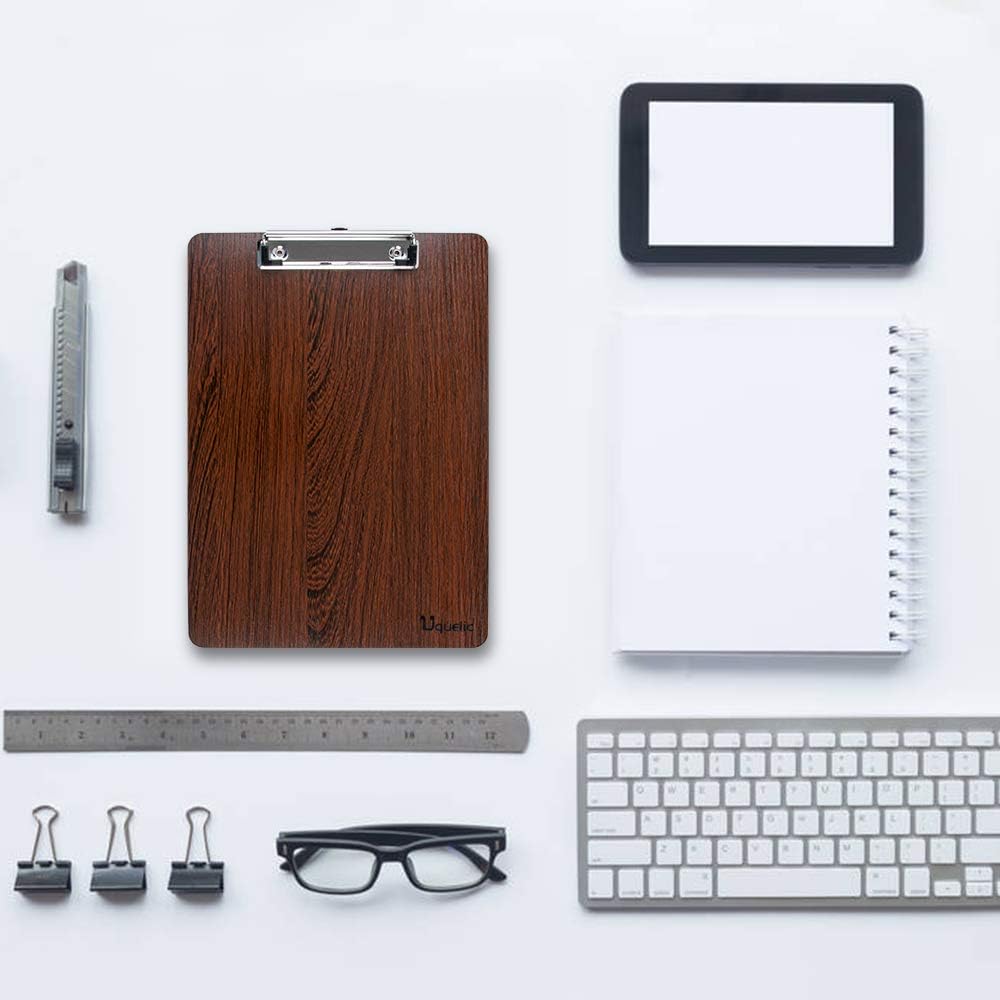 Uquelic Klemmbrett/Schreibbrett/Clipboard A5-4Pcs Klemmbretter A5 Eleganz Luxus Holzmaserung Abgerun