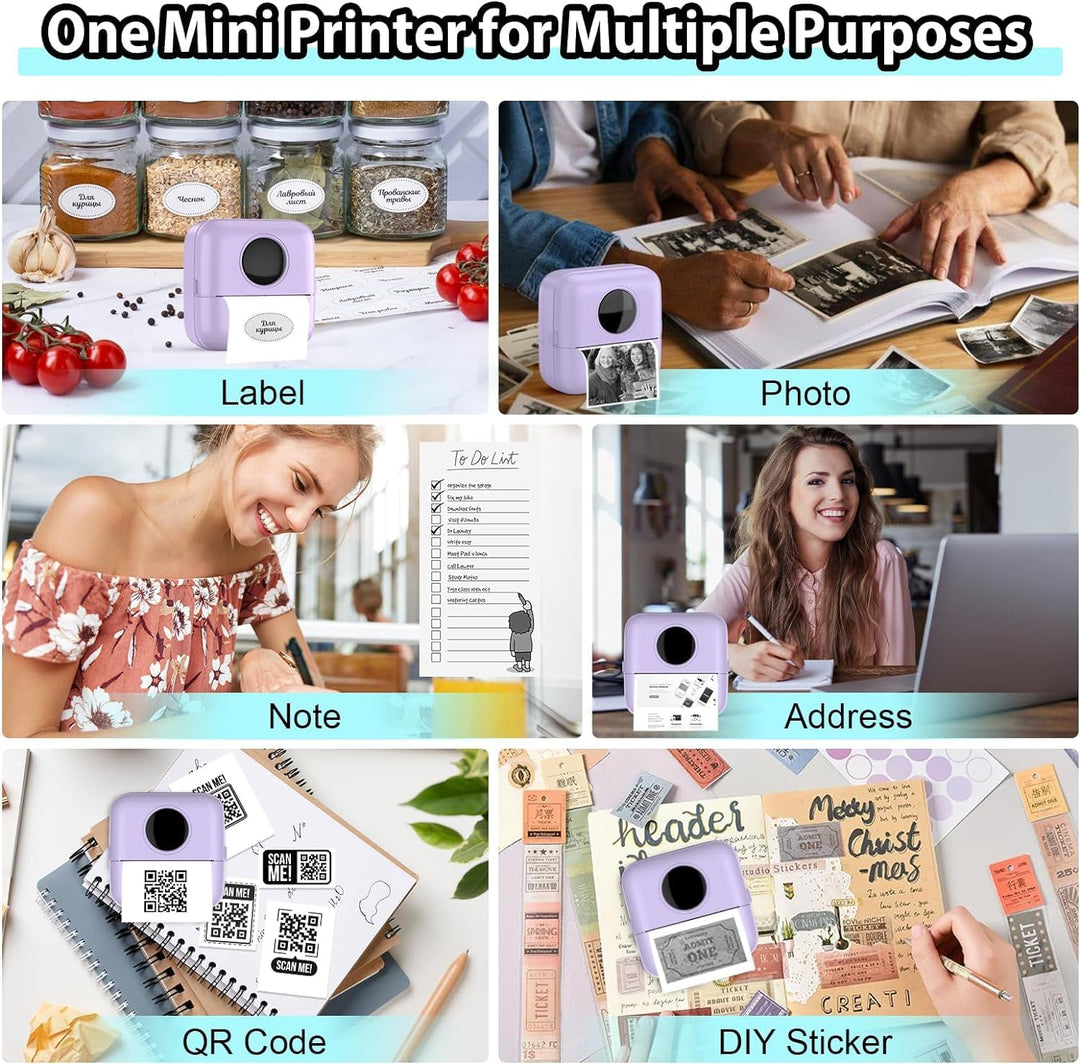 HUIJUTCHEN Mini Drucker mit Tasche, Mini Etikettendrucker Tasche Tragbarer Mini Fotodrucker 10 Rolle