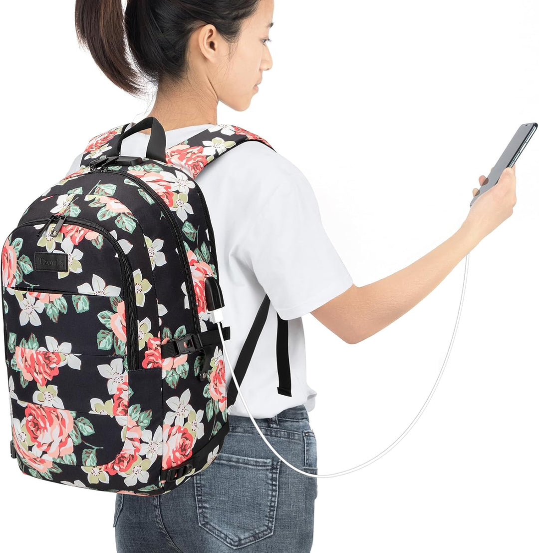 Tzowla Anti Diebstahl Laptop Rucksack für Herren,Rucksack Wasserdicht mit USB-Ladeanschluss und Schl