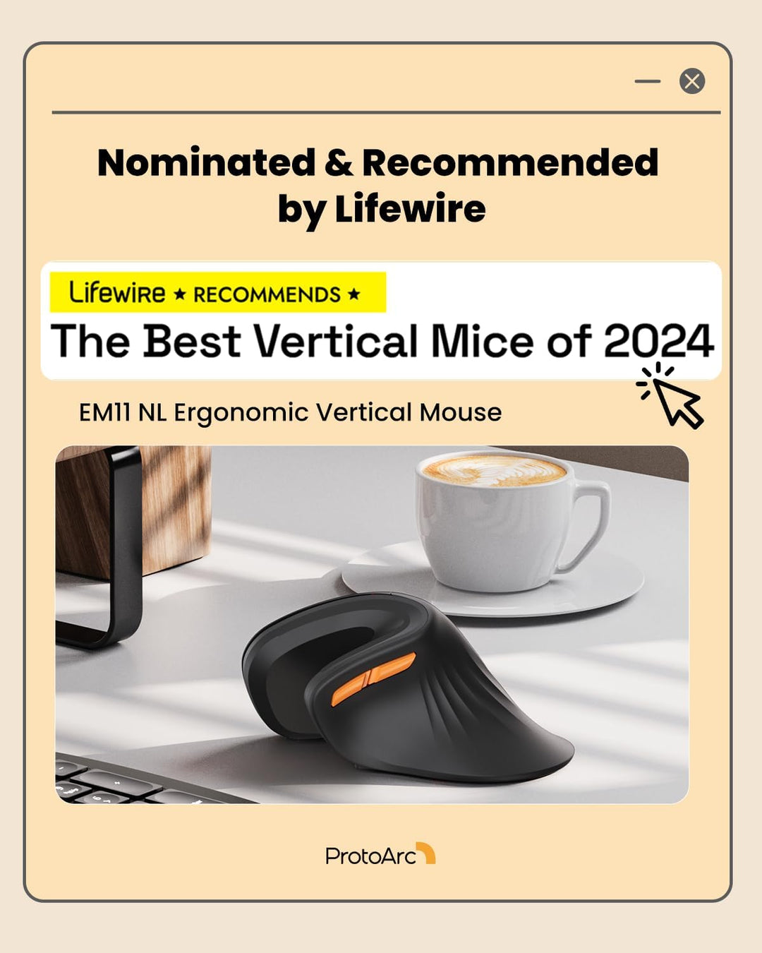 ProtoArc EM11 NL Ergonomische Vertikale Maus, Kabellos Aufladbar Mouse mit 3 Gerät (Bluetooth+Blueto