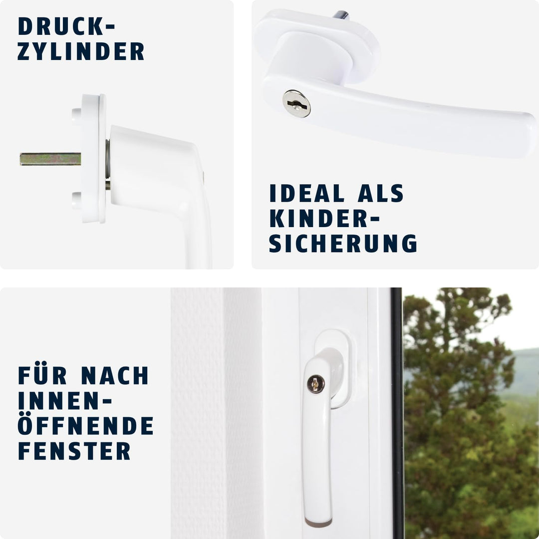 ABUS Abschliessbarer Fenstergriff FG200 AB208 - 5er Set - Fensterknauf mit Druckzylinder, gleichschl