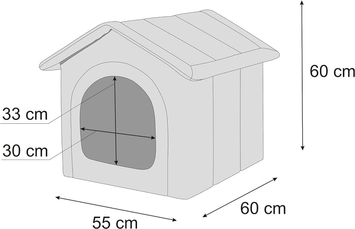 PillowPrim Hundehütte Hundehöhle Hundebett Hundehaus Katzenhöhle Tierbett XL - 60x55 cm beige mit br