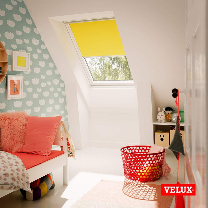 VELUX Original Dachfenster Verdunkelungsrollo für CK06, Sandbeige Gepunktet, mit Weisser Führungssch