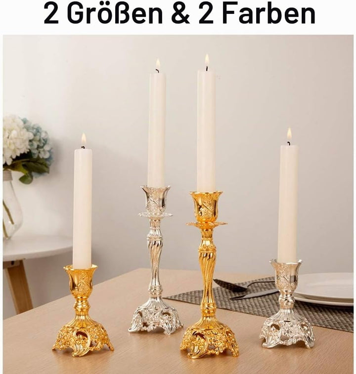 Sziqiqi 2er Set Kerzenständer Kerzenhalter Kerzenleuchter in Silber für schabbat Kerzen, Metall Deko