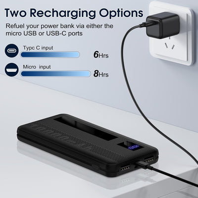 Power Bank, 10000mAh Powerbank Klein Aber Stark, Externe Handyakkus USB C Port, Externer Akku LED Di