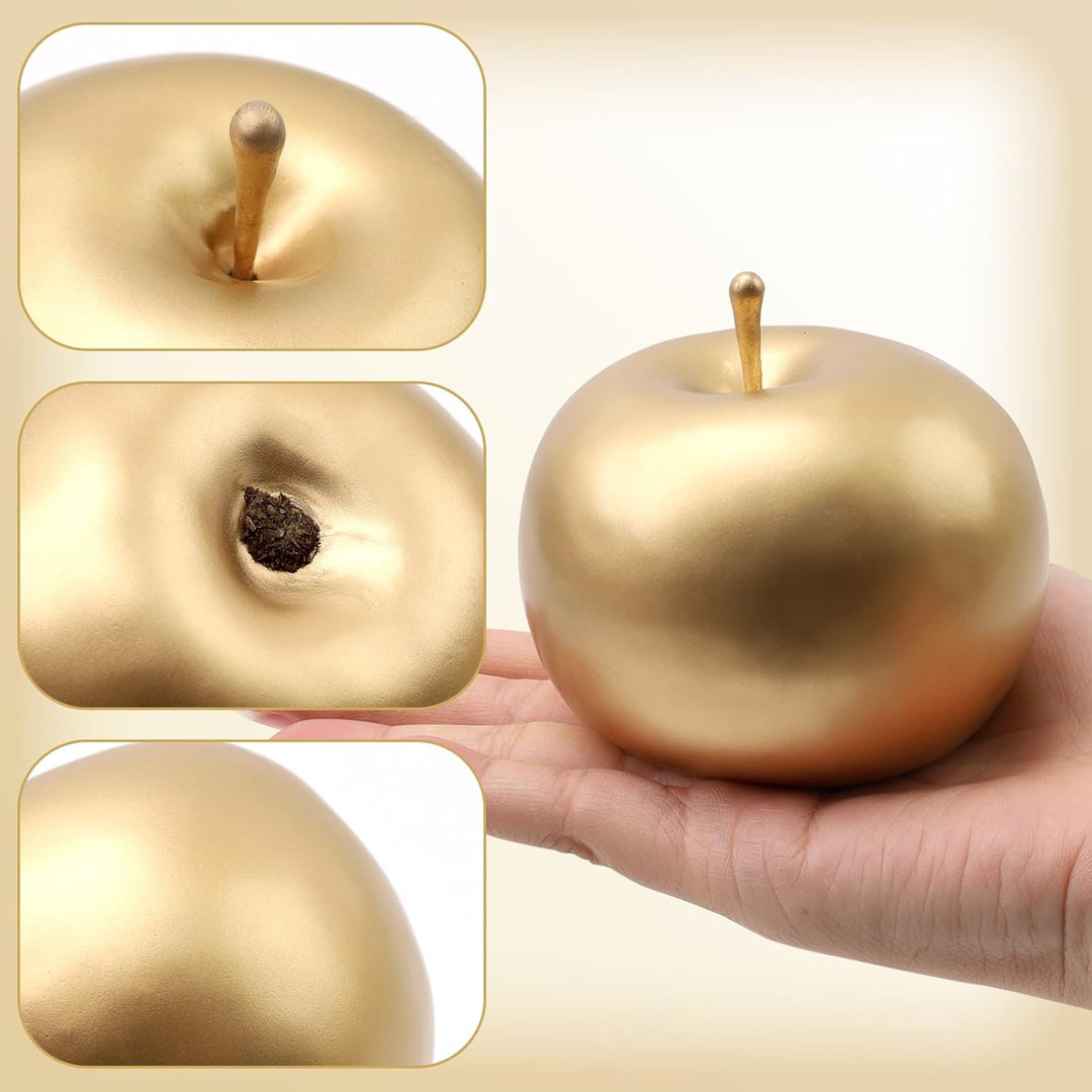Meiwlong 6 PCS Künstliche Golden Realistisch Apfel Gefälscht Lebensecht Anzeige Früchte Faux Simulat