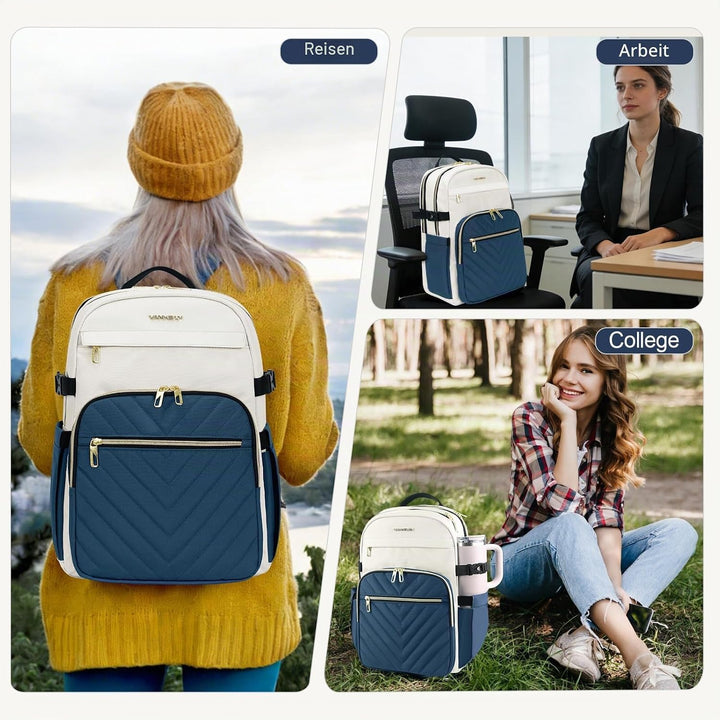 VANKEAN Laptop-Rucksack für Damen und Herren, Arbeitstasche mit 39,6 cm (15,6 Zoll), modisch, wasser