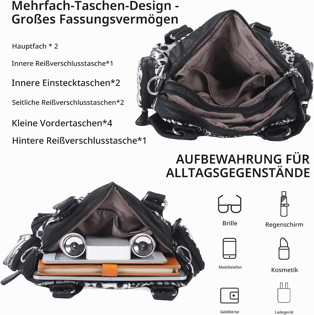 Angel Kiss Damen Handtasche 2 Hauptfächer Multifunktionale Handtasche Weich PU Leder Tasche mit Reis
