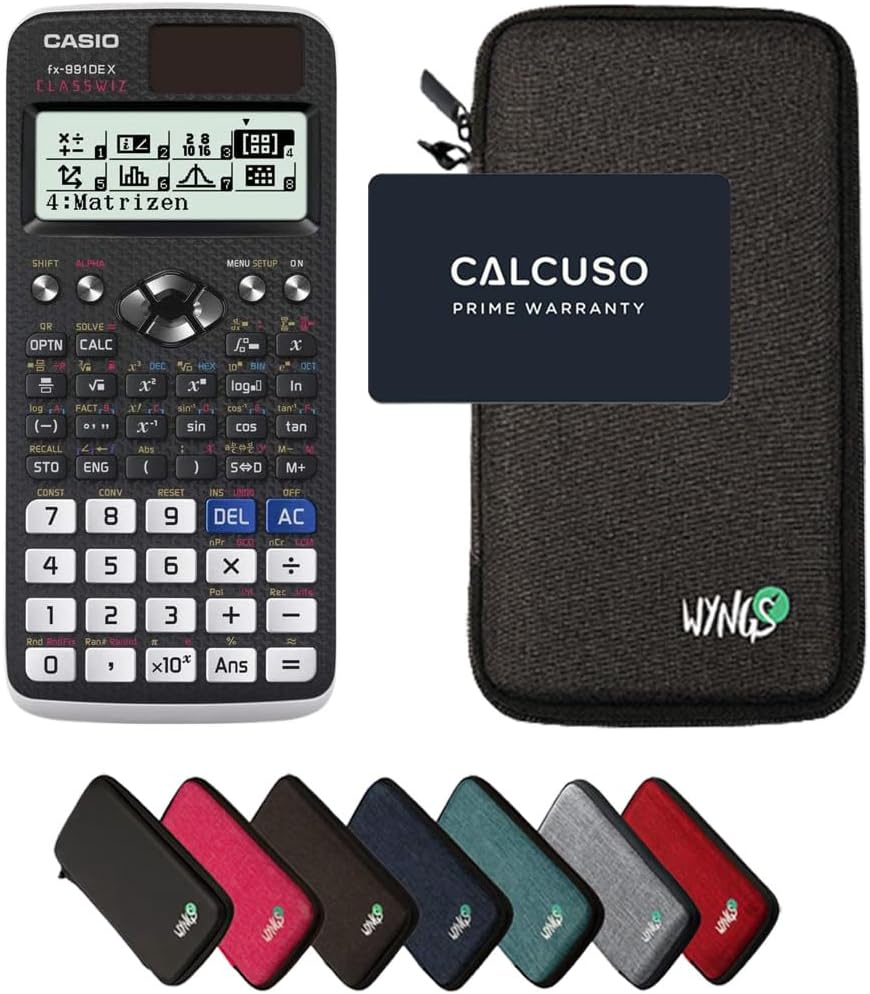 CALCUSO Sparpaket: Casio FX-991 DE X technisch-wissenschaftlicher Taschenrechner + WYNGS Schutztasch