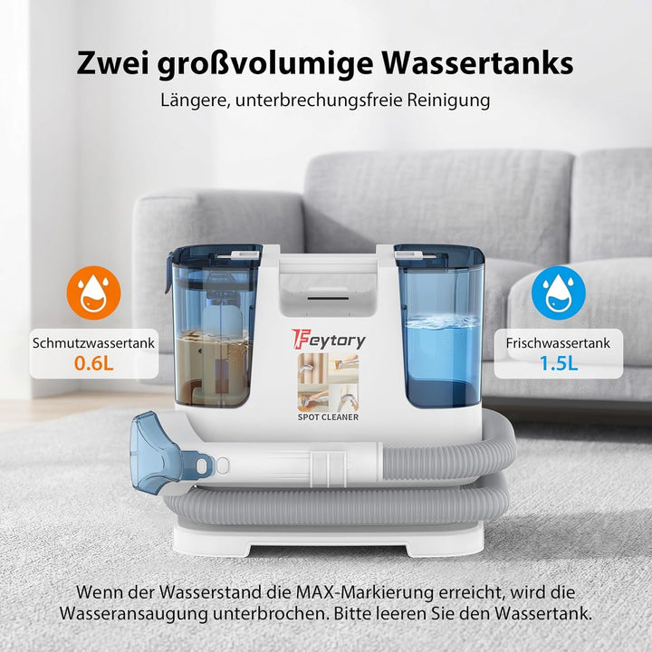 Tragbarer Polsterreiniger 430W 15kPa, Teppichreiniger Waschsauger für Sofa Couch Auto Teppich Polste