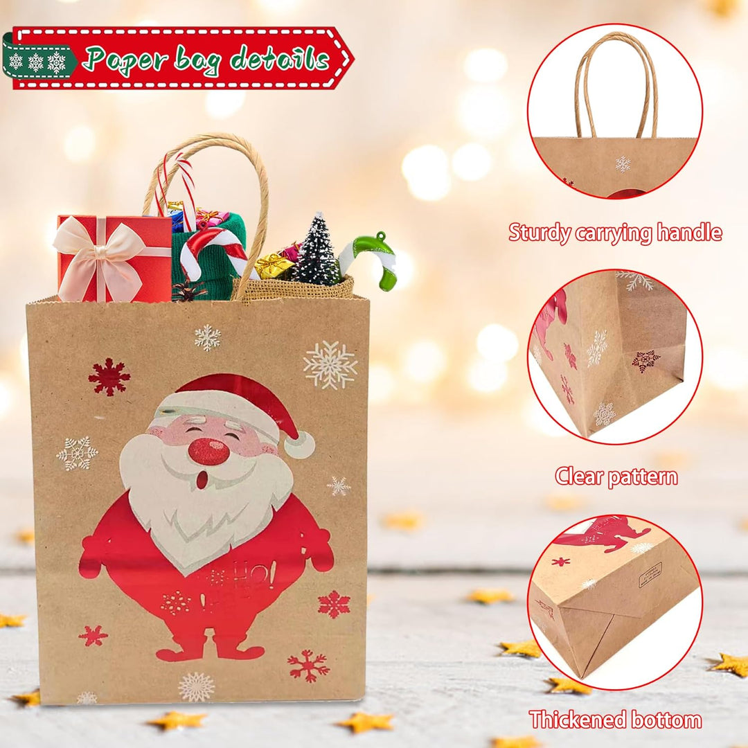 GeschenktüTen Weihnachten,24 Stück Weihnachts Kraft Geschenktaschen,Papiertüten Weihnachten Geschenk