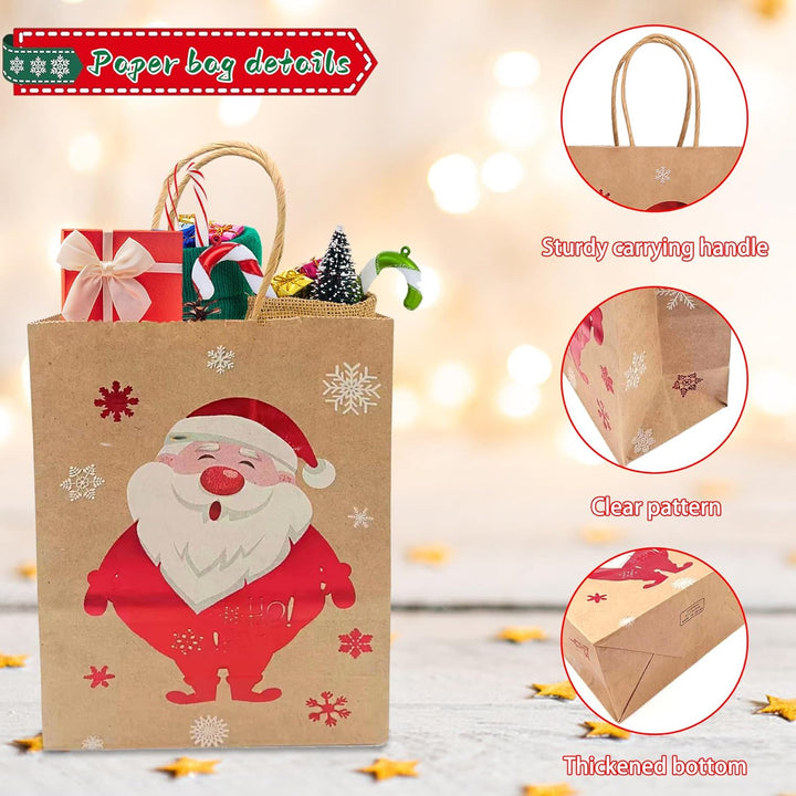 GeschenktüTen Weihnachten,24 Stück Weihnachts Kraft Geschenktaschen,Papiertüten Weihnachten Geschenk