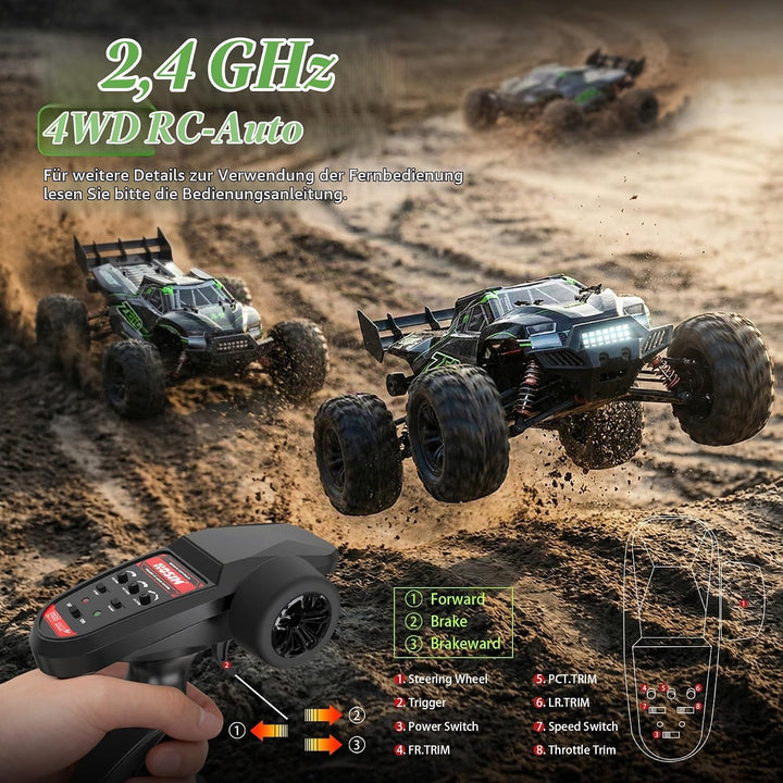 Hosim 1:10 Ferngesteuertes Auto Bürstenlose Schnell RC Auto 60 km/h für Erwachsene und Kinder, Offro