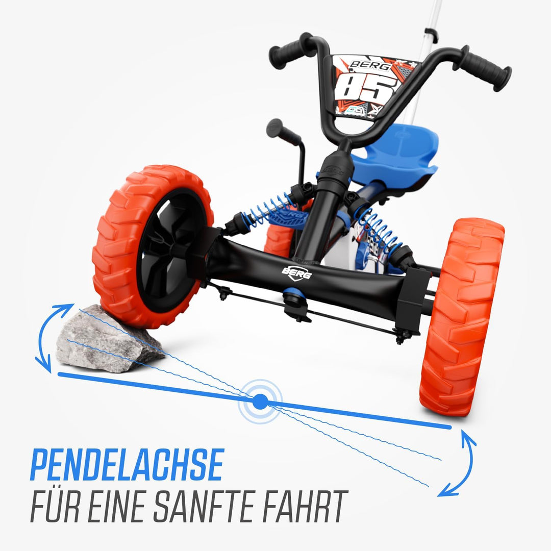 BERG Pedal-Gokart Buzzy 2-in-1 inkl. Schubstange | Gokart mit Freilauf | Tretfahrzeug für Kinder ab