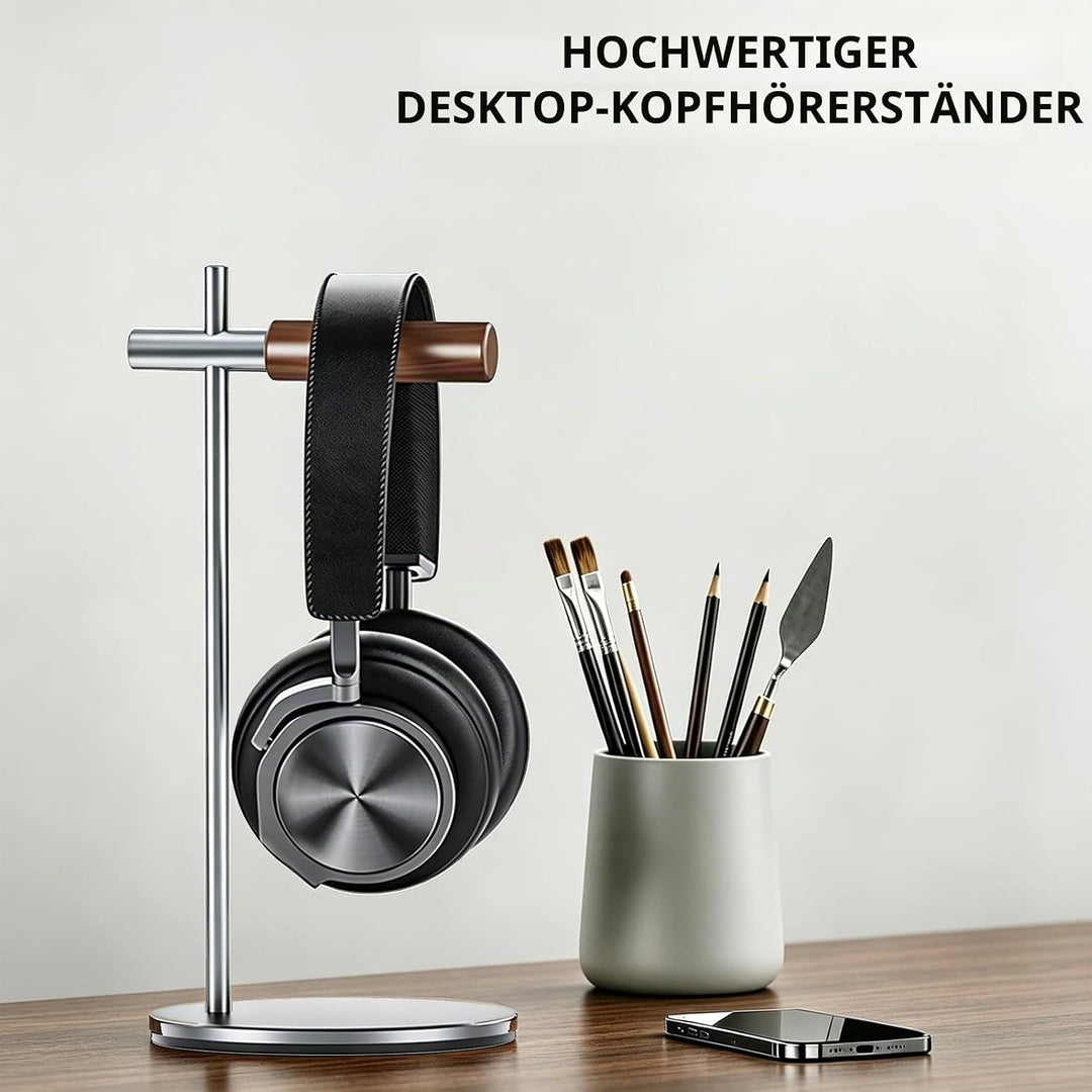Kopfhörerständer aus Eichenholz, Headset Ständer für Schreibtisch, Universal Halterung Halter für Ai