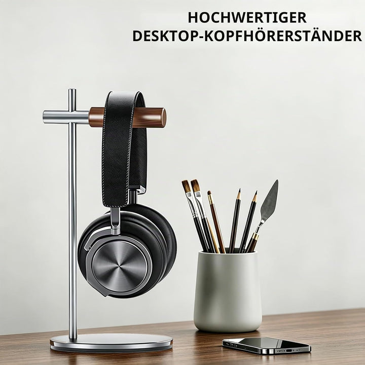 Kopfhörerständer aus Eichenholz, Headset Ständer für Schreibtisch, Universal Halterung Halter für Ai