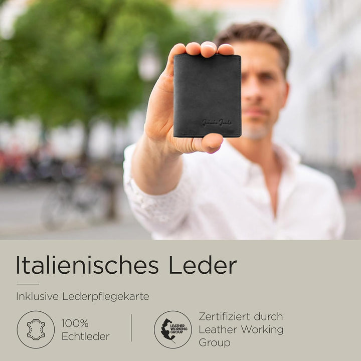Jaimie Jacobs SLIMSTAR Geldbeutel dünne Geldbörse echtes Leder Slim Wallet Hochformat RFID-Schutz He