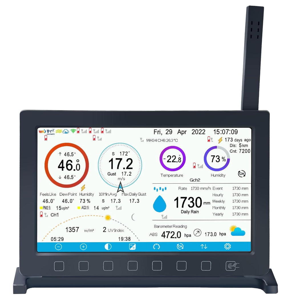 ECOWITT Konsole HP2560 für Wetterstation, TFT-Farbdisplay für Innenbereich mit Touch-Button, ein Zub