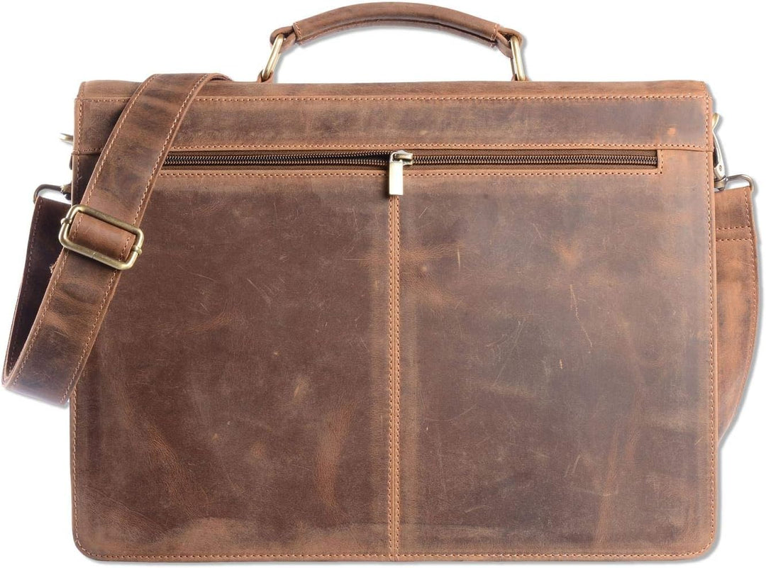 WILD WOODS Original Aktentasche Leder XL mit Laptopfach 15,6 Zoll grosse Ledertasche zum Umhängen au