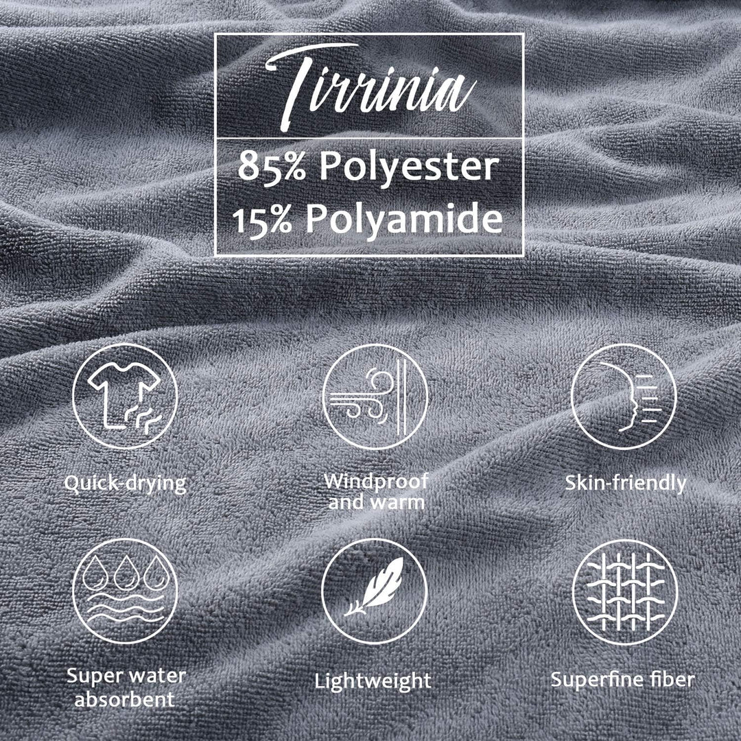 Kato Tirrinia Mikrofaser Frottee Surf Poncho Handtuch Badeponcho Bademäntel Sauna Damen Herren, Gros