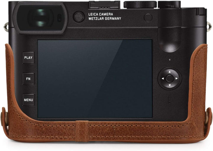 MegaGear MG1719 Ever Ready Kameratasche aus echtem Leder, kompatibel mit Leica Q2, Braun, Braun