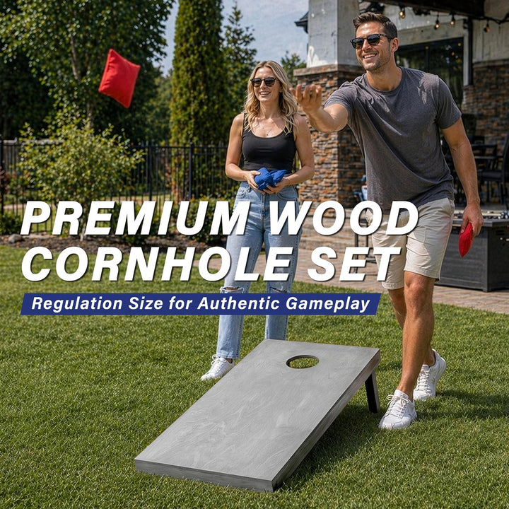 GoSports Cornhole-Set aus Holz, graue Oberfläche, inklusive Tragetasche