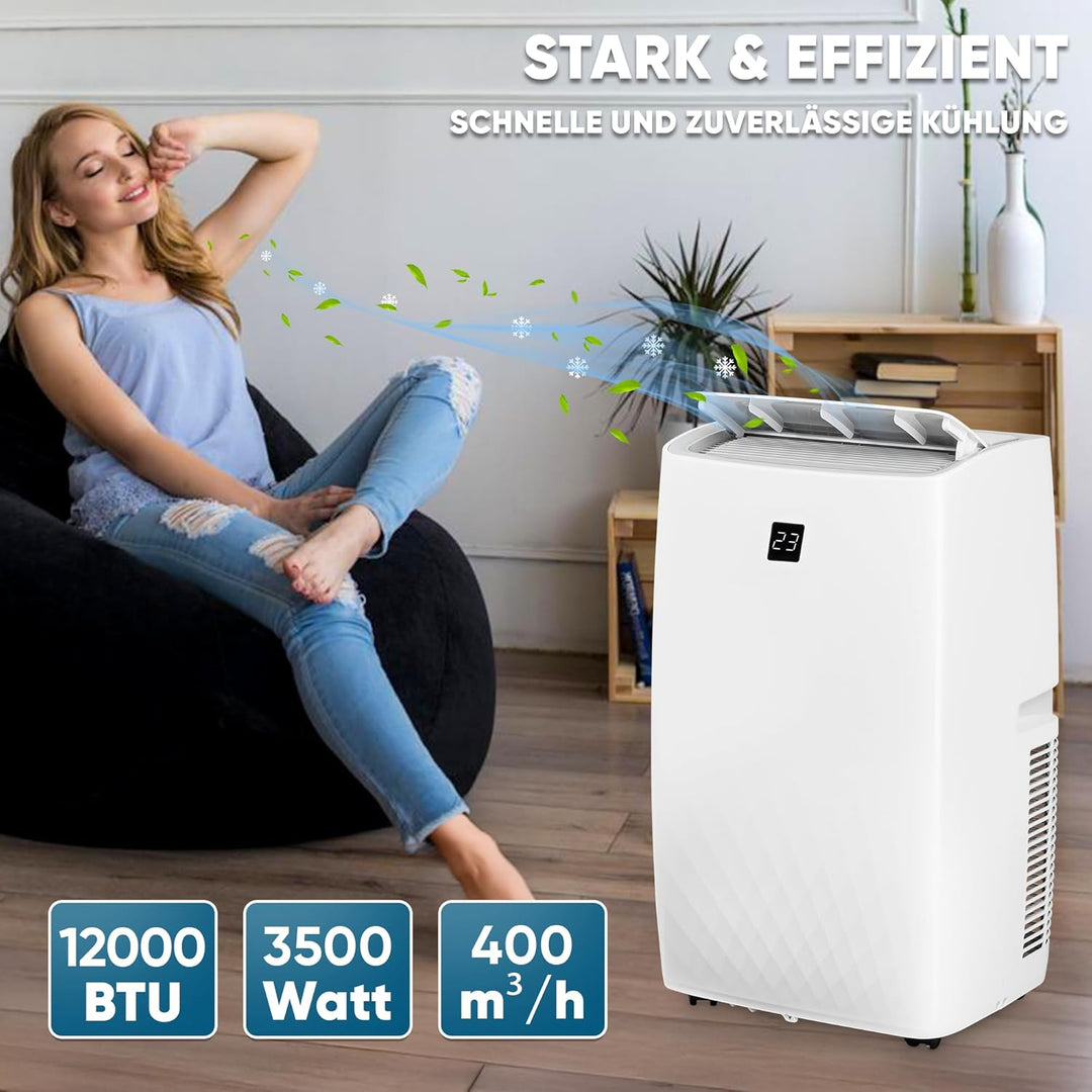 Klimaanlage Mobil 12000 BTU/h (3.500 Watt) - Mobiles Klimagerät 4in1 mit WiFi/App Monoblock Kältemit