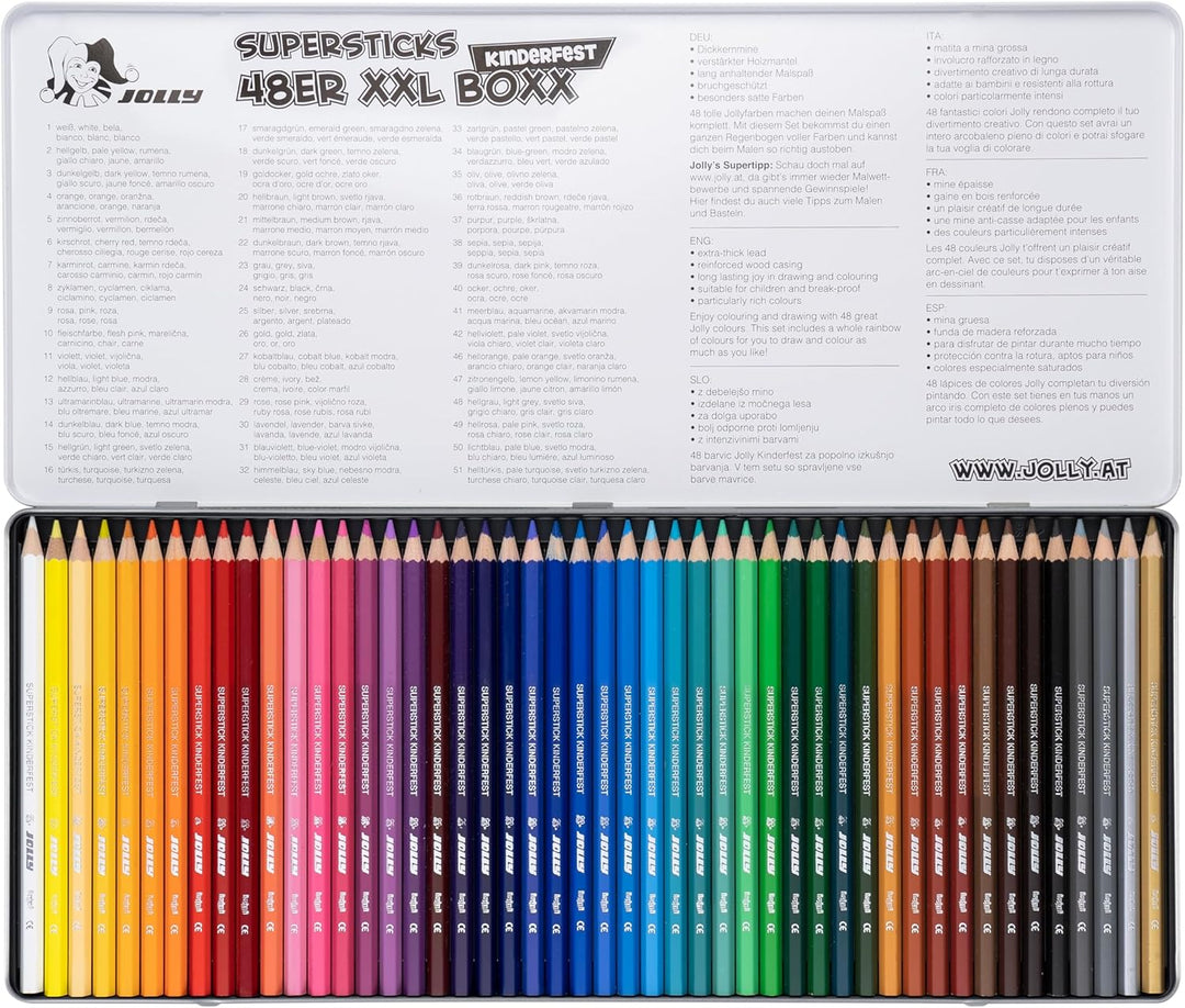 JOLLY Buntstifte Supersticks Kinderfest XXL Box Version 1, Bruchfeste & ungiftige Farbstifte, Made i