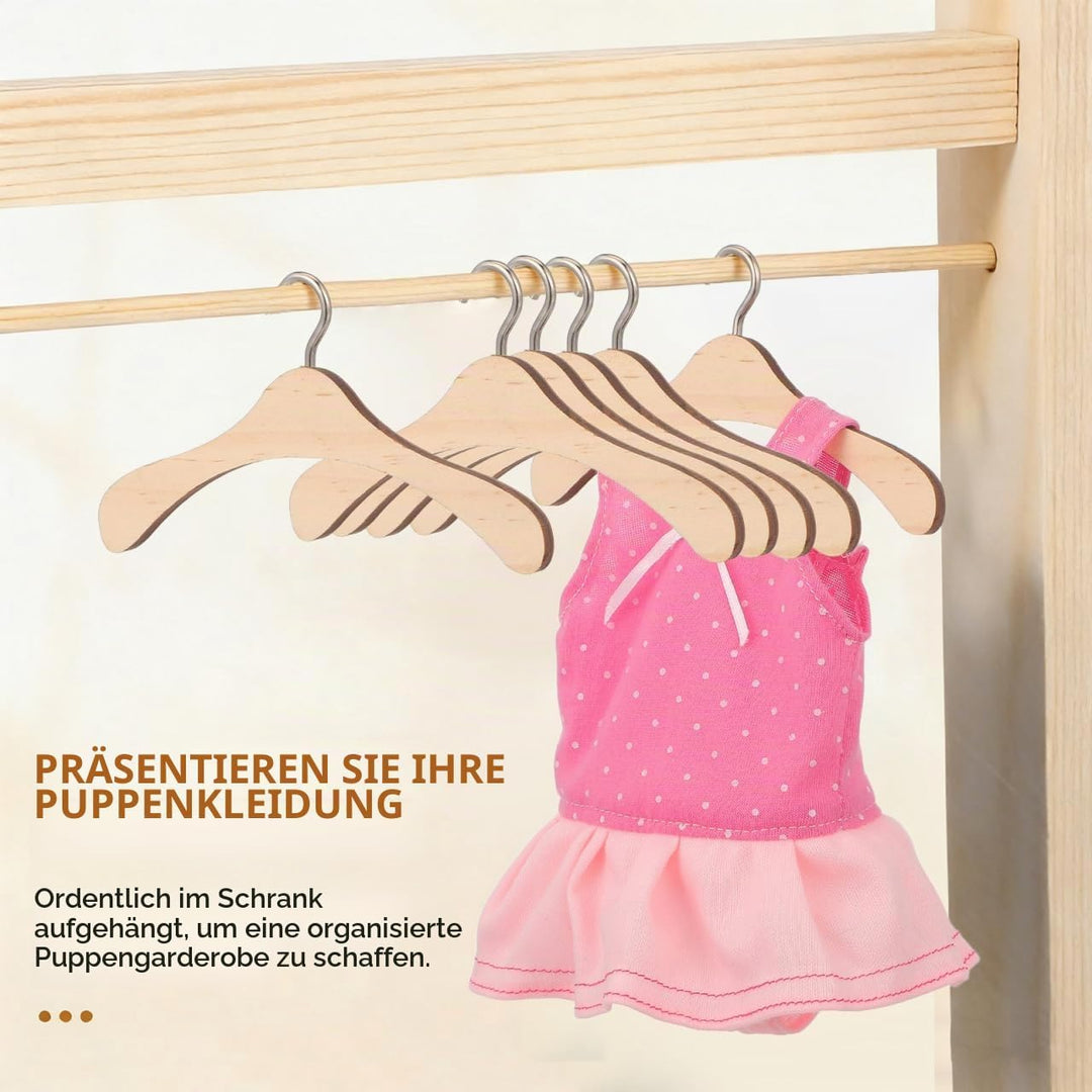 Rosenice Kleiderbügel für Puppen, Aufhängung aus Holz, 1/3-BJD-Puppen, 10 Stück