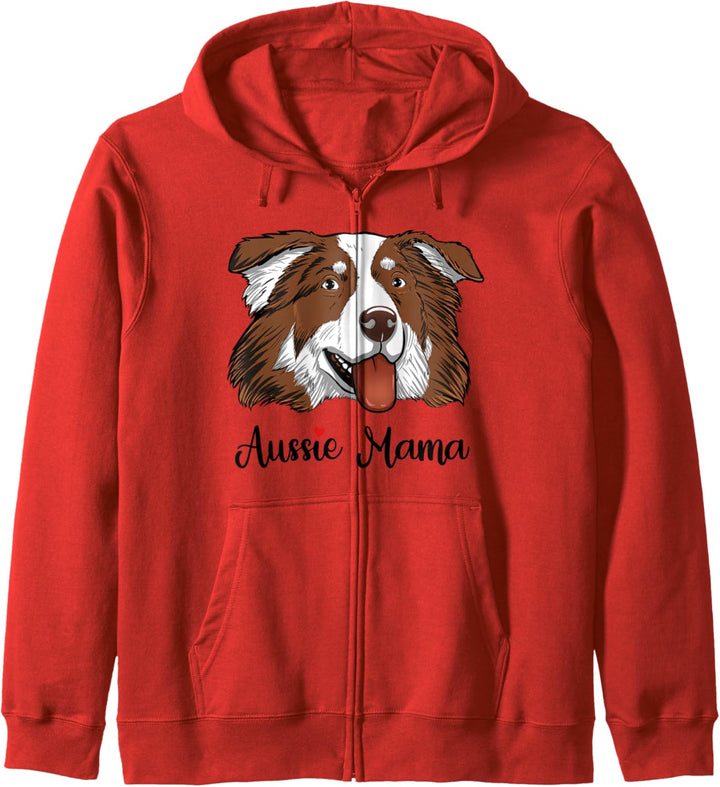 Red Tri Aussie Mama Aussie Hund Australian Shepherd Kapuzenjacke