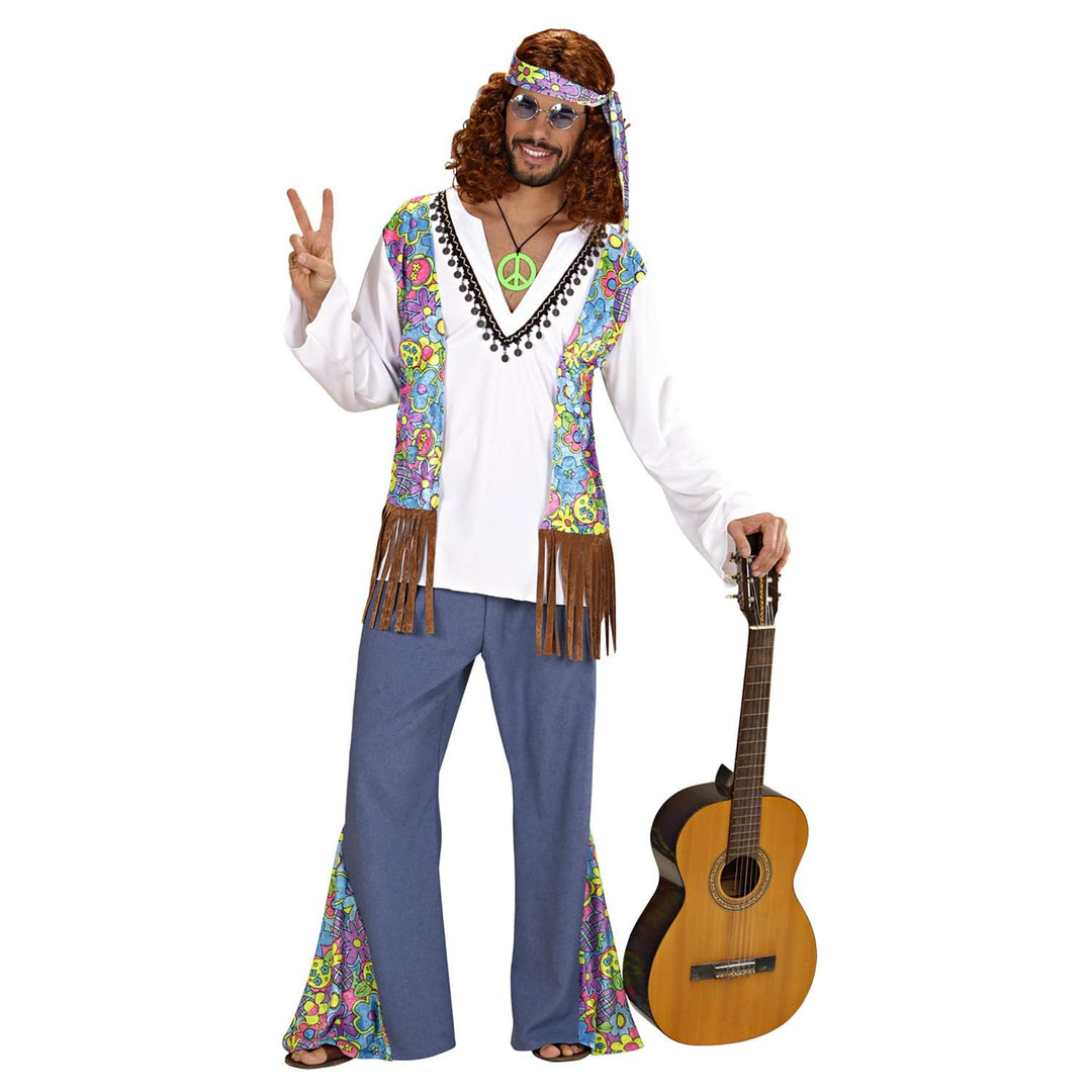 "WOODSTOCK HIPPIE MAN" (shirt withvest, pants, headband) - (XXL), XXL