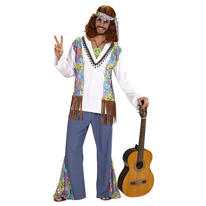 "WOODSTOCK HIPPIE MAN" (shirt withvest, pants, headband) - (XXL), XXL