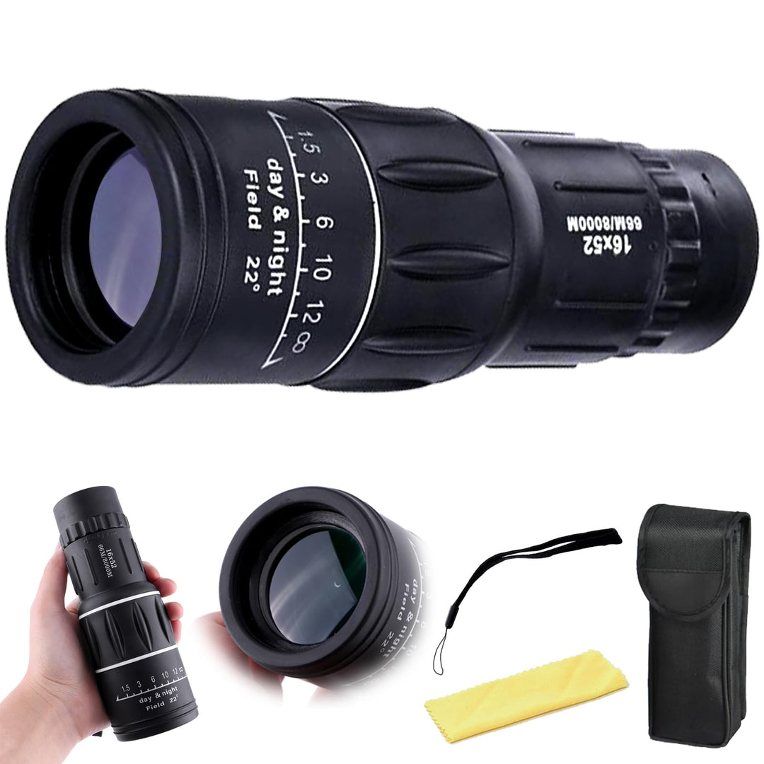 16X52 Monokular Teleskop, Monokulares Teleskop, Wasserdichtes Bak4 Prisma Dual Fokus Fernrohr Kompak