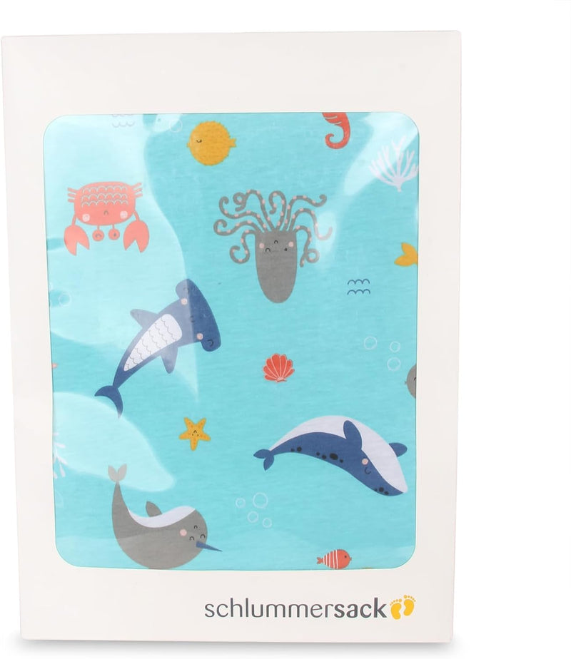 schlummersack Kinder Bettwäsche Set 100x135 Meerestiere aus 100% Baumwolle, Wendbar, mit Reissversch