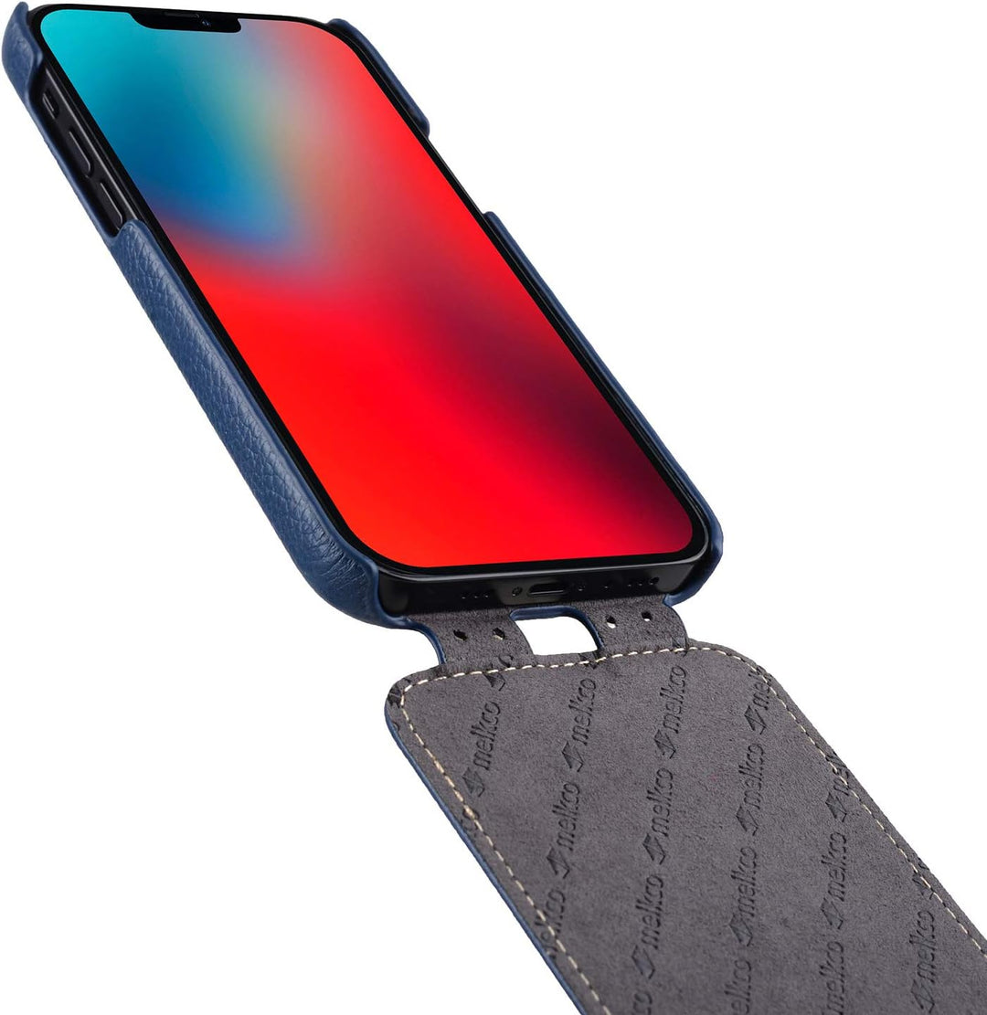 MELCKO Hülle passend für Apple iPhone 12 Mini (5,4 Zoll), Handyhülle mit beschichtetem Leder, Flip-C