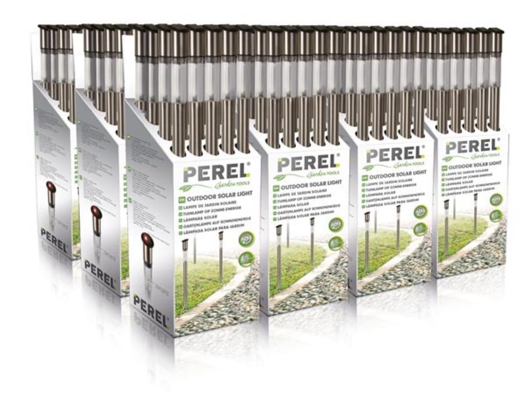PEREL - CSOL09D Solar Aussenleuchte mit Edelstahl Sockel, Weiss (20-er Pack) 166051