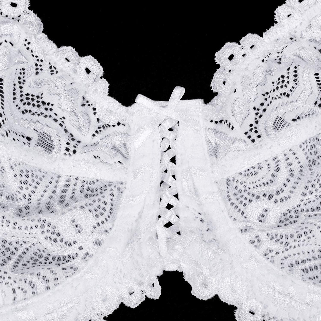 Wingslove Damen BH aus floraler Spitze Lace BH Bügel BH Ungepolstert Soft Cup Vollschalen 70C Weiss,