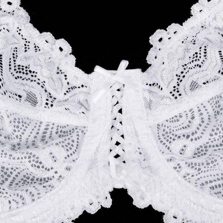 Wingslove Damen BH aus floraler Spitze Lace BH Bügel BH Ungepolstert Soft Cup Vollschalen 70C Weiss,